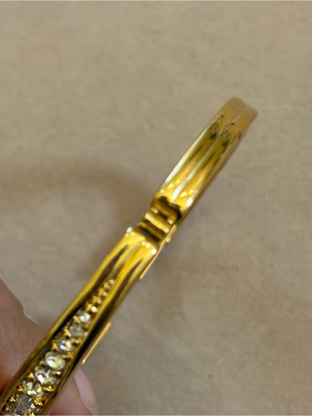 Swarovski Gold White Crystal Hinged Bangle Bracelet - Picture 5 of 6